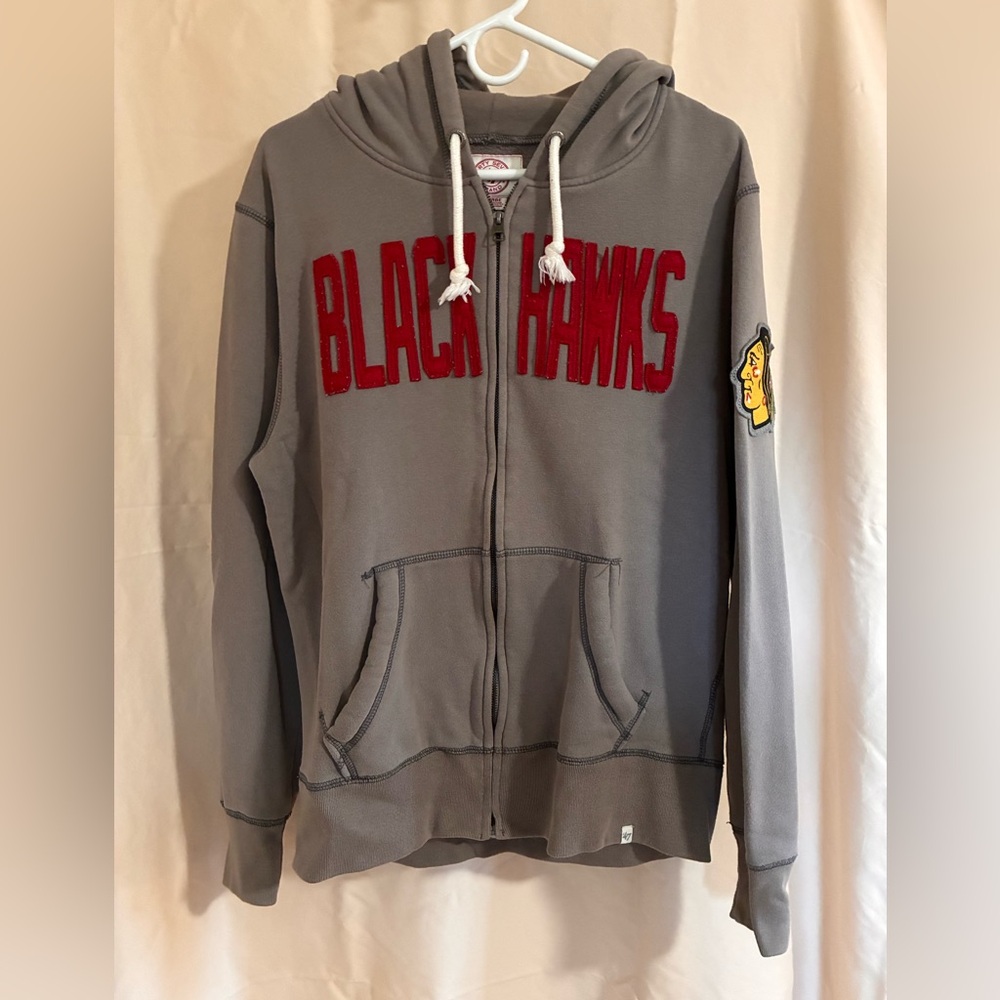 Chicago Blackhawks NHL '47 Brand Mens Zip Hoodie Size Large